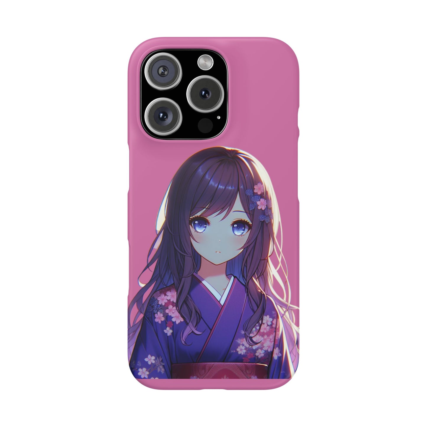 Kawaii Anime Girl Snap Case for iPhone - Floral Design