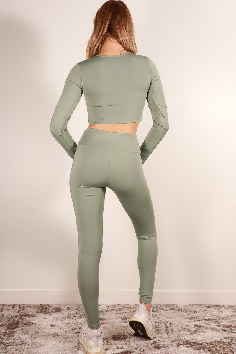 Long Sleeve Crop Top & High Waist Leggings Activewear Set