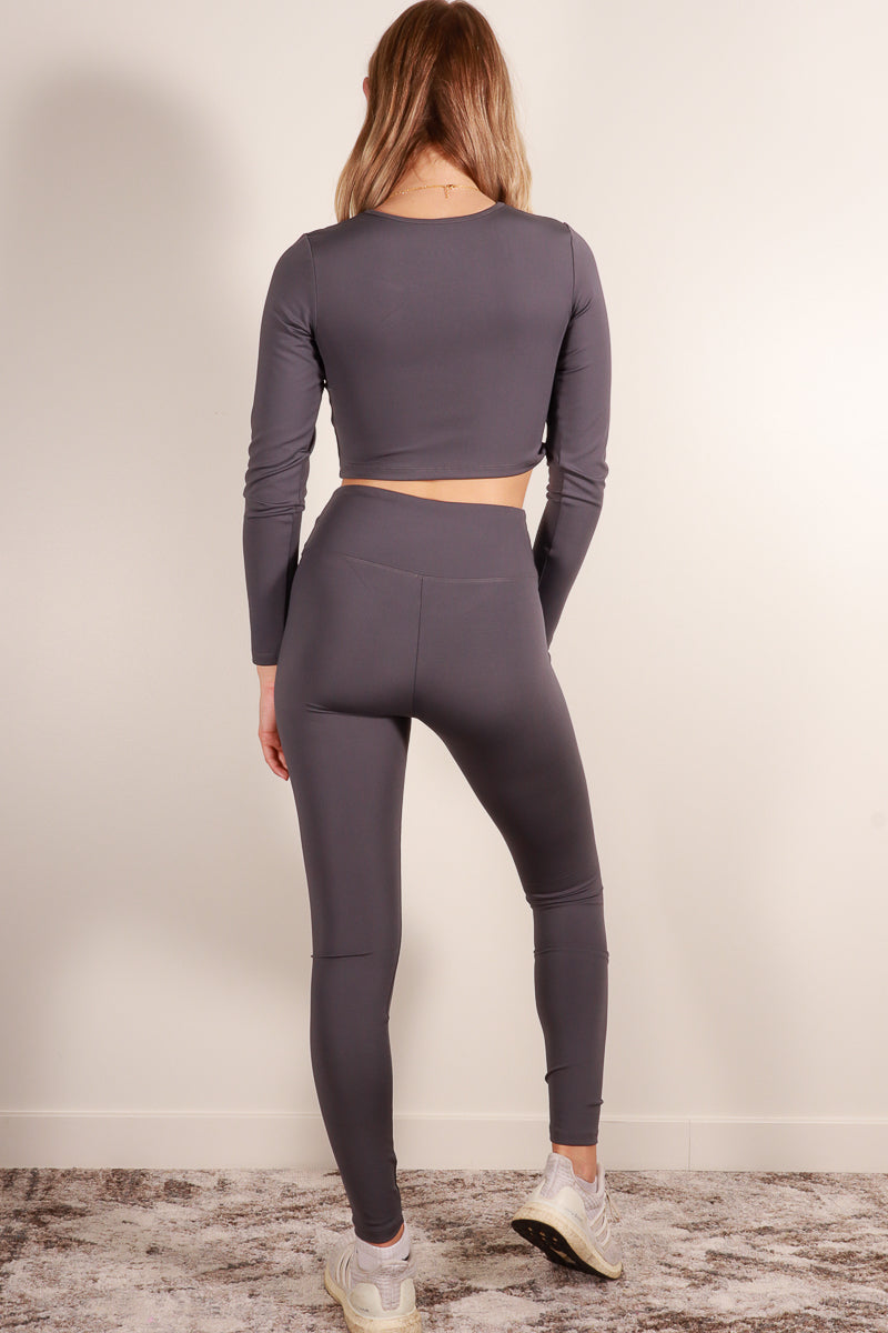 Long Sleeve Crop Top & High Waist Leggings Activewear Set