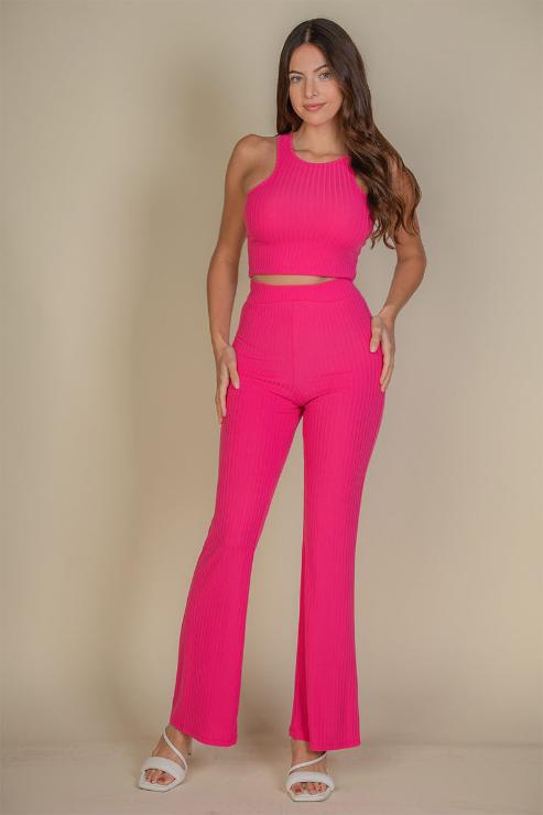 Crop Top and Bootcut Pants Sets