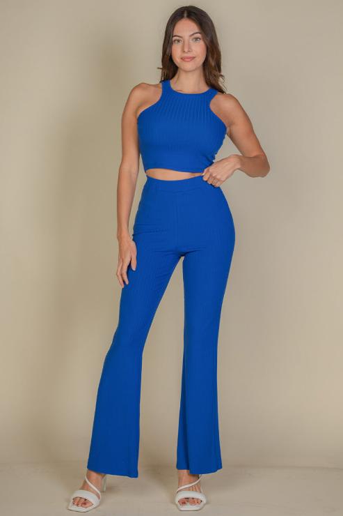 Crop Top and Bootcut Pants Sets